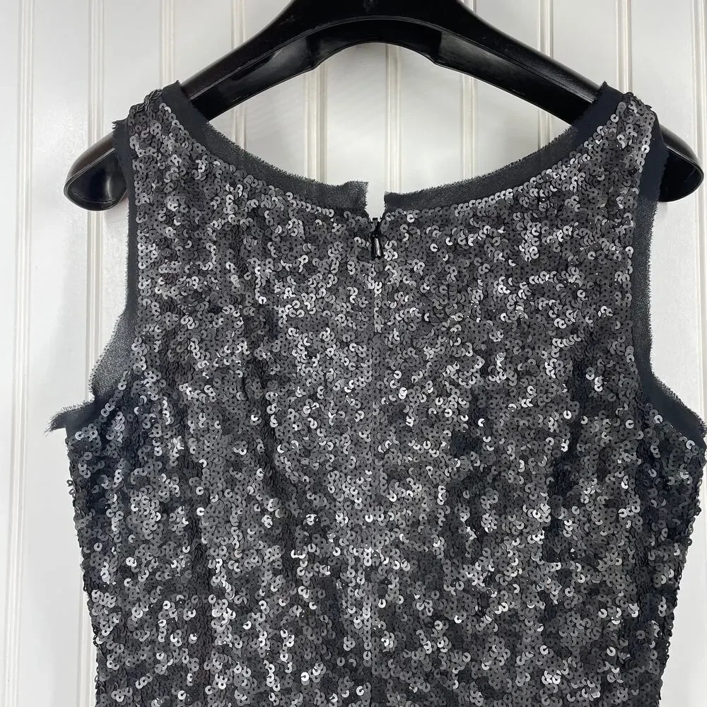 Talbots Women’s Black Sequin Cocktail Dress Back Zip Knee Length Size 4P - Picture 9 of 11